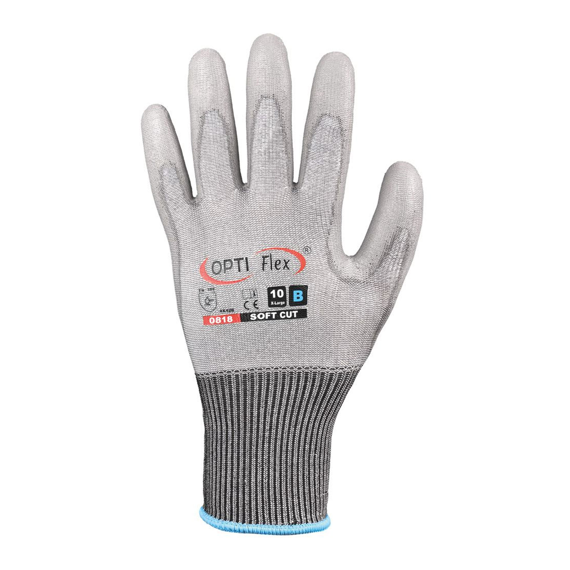 Optiflex Soft Cut  0818 Schnittschutzhandschuhe mit Polyurethan-Beschichtung grau, VE 60 Paar